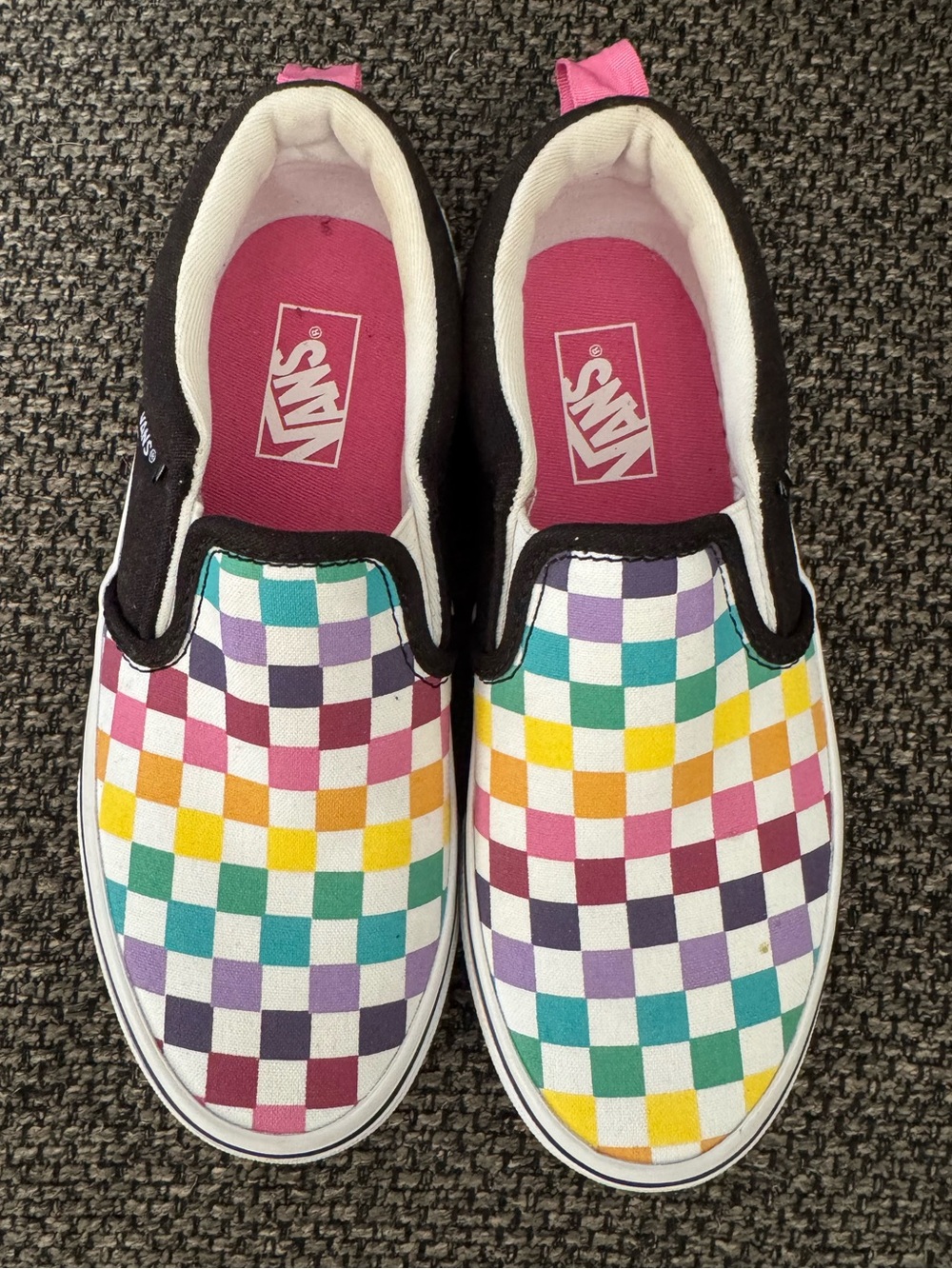 NWOT Rainbow Checkered Vans